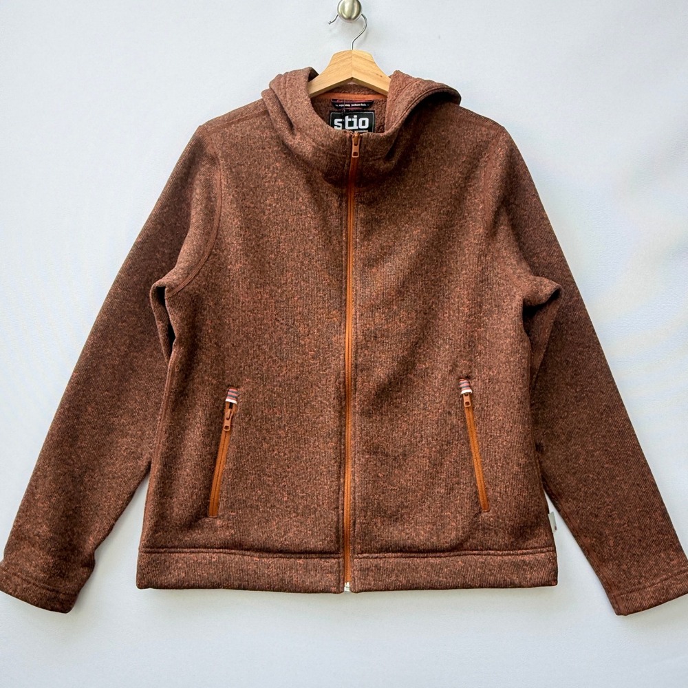 NEW Stio Womens Large Sweetwater Fleece Hoodie Mustang Brown‎ Knit Quiet Luxe